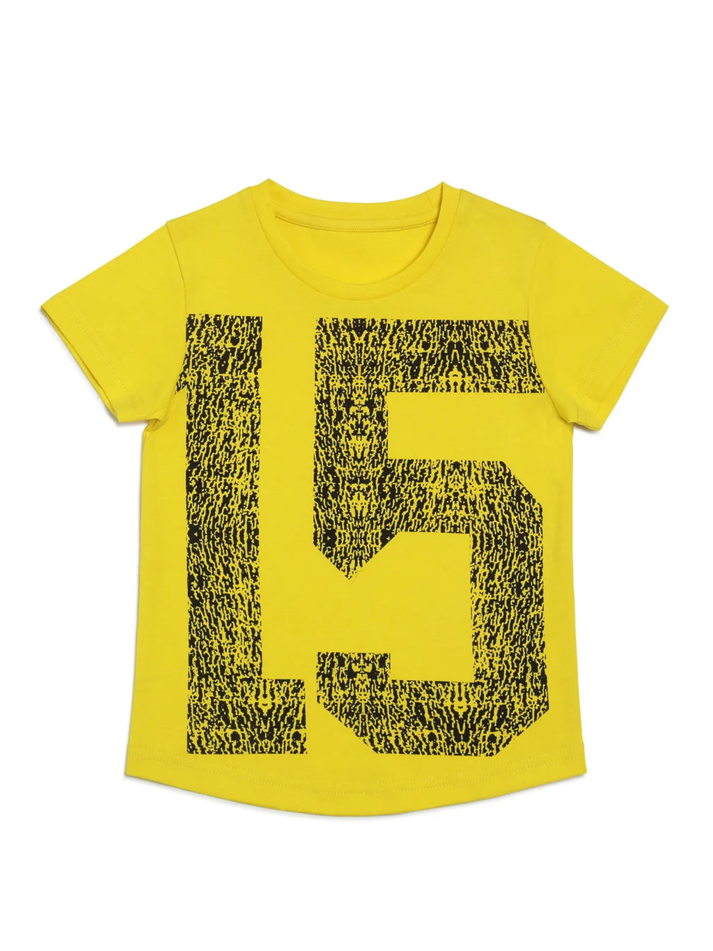 Door74 Unisex Yellow 15 Printed Round Neck T-Shirt - 7-8Y image