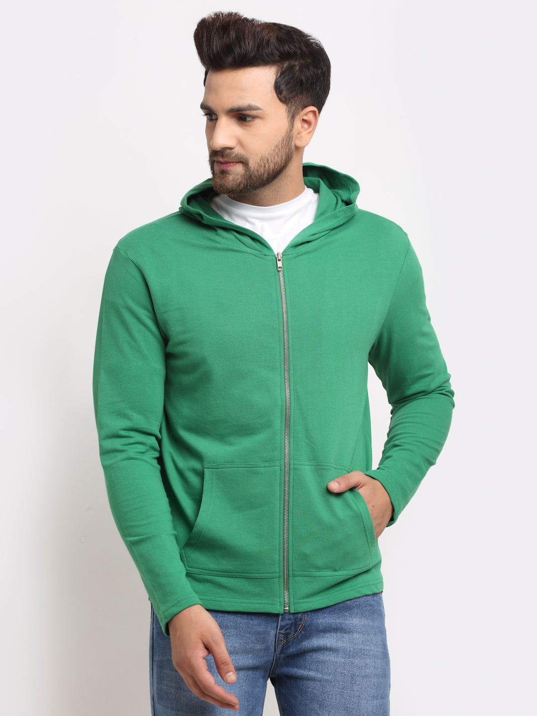 DOOR74 STYLISH HOODED JACKET WITH POCKETS - L image