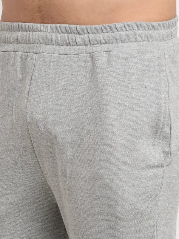 Light Grey Cotton Solid Joggers for Men image 1