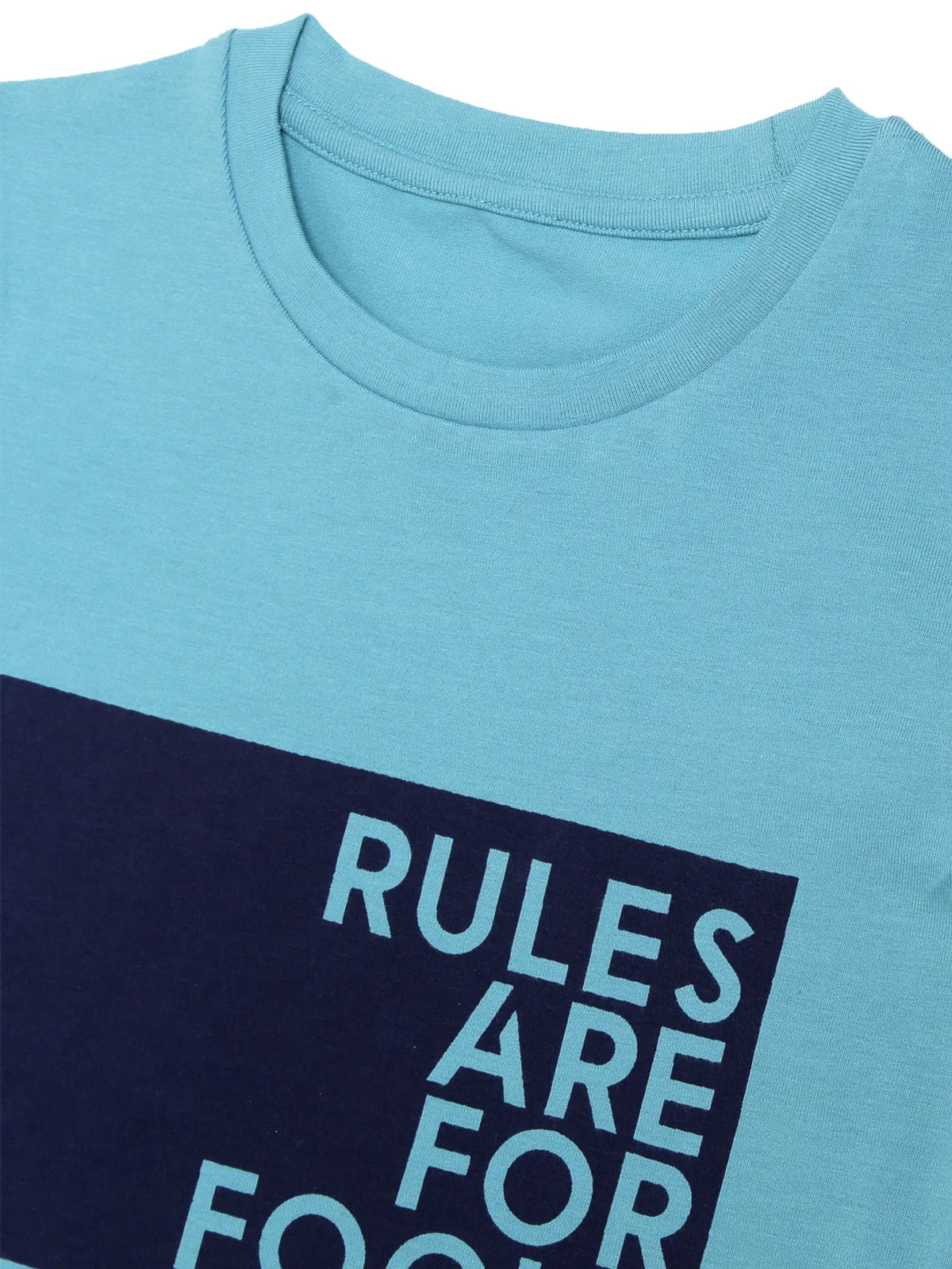 Door74 Unisex Blue Rules Are For Fools Printed Round Neck T-Shirt - 3-4Y image