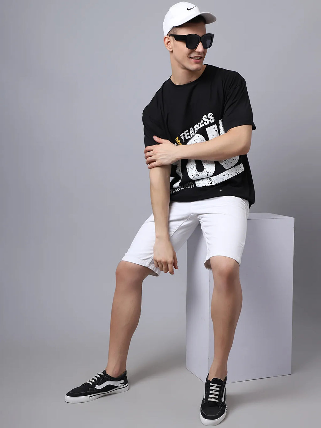 Black Motivational Oversized T-shirt For Men