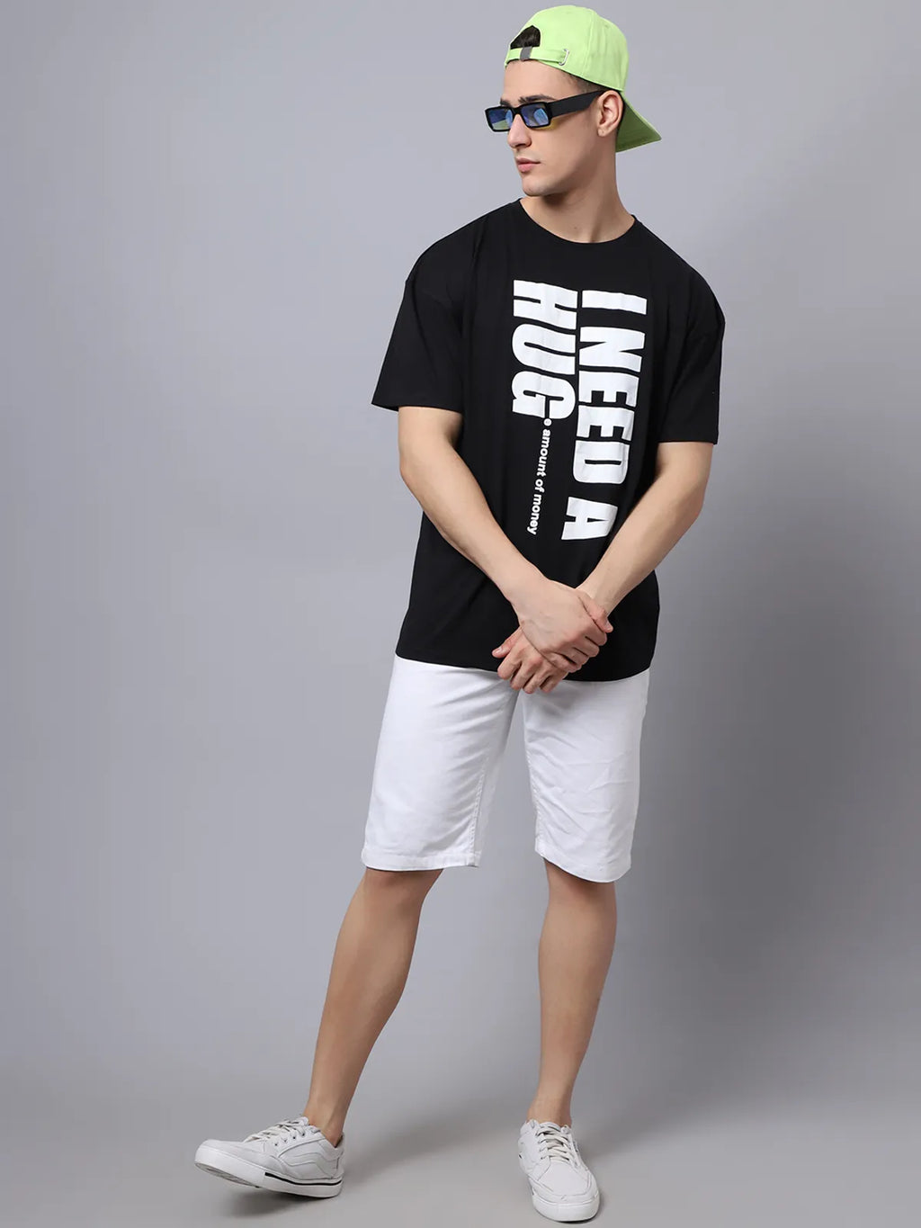 Black Casual Graphic Oversized T-shirt for Men