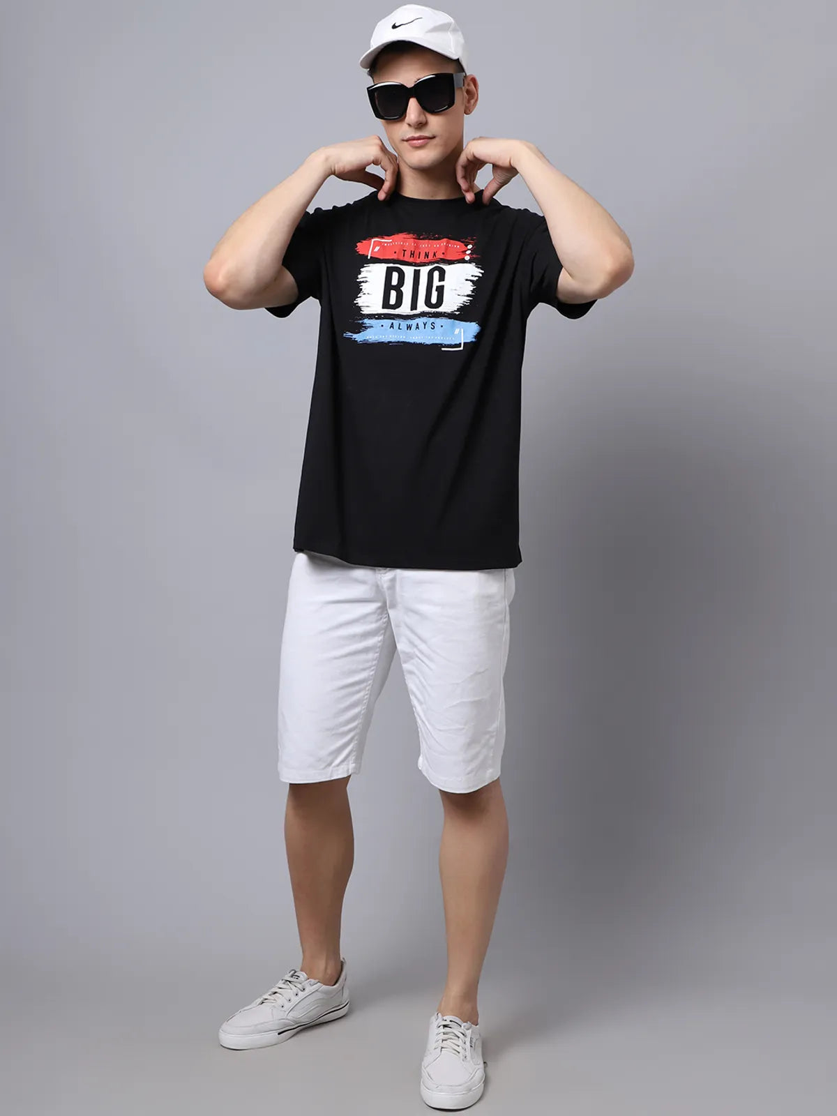 Black Think Big Printed Oversized T-shirt For Men