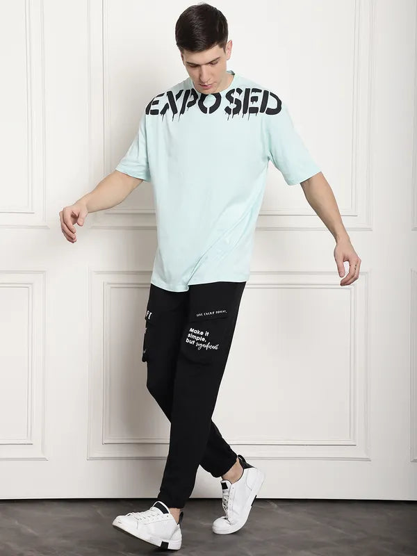 Black Cotton Printed Cargo Joggers For Men - L, Black image