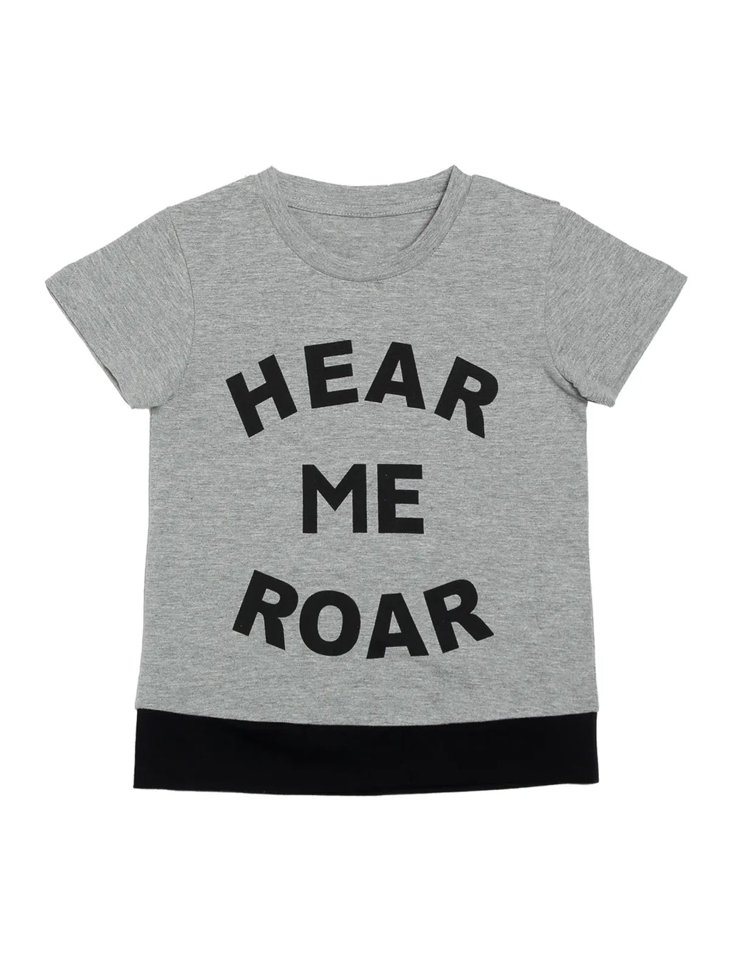 Door74 Unisex Grey Hear Me Roap Printed Round Neck T-Shirt - 7-8Y image