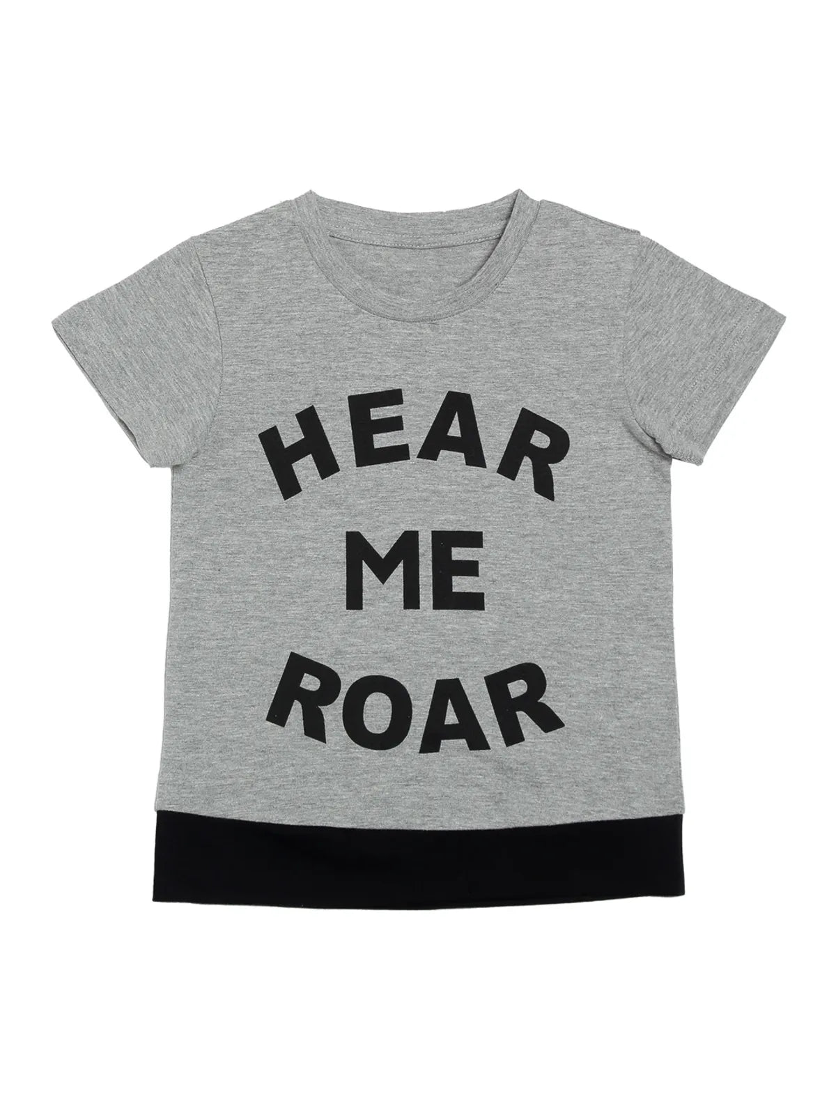 Door74 Unisex Grey Hear Me Roap Printed Round Neck T-Shirt - 7-8Y image