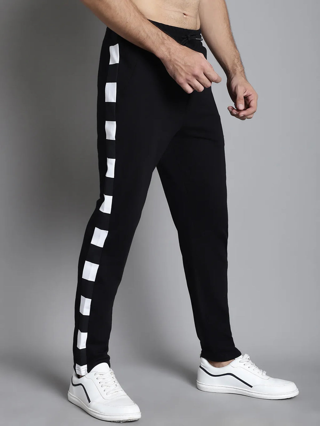Black Cotton Printed Joggers For Men - M, Black image