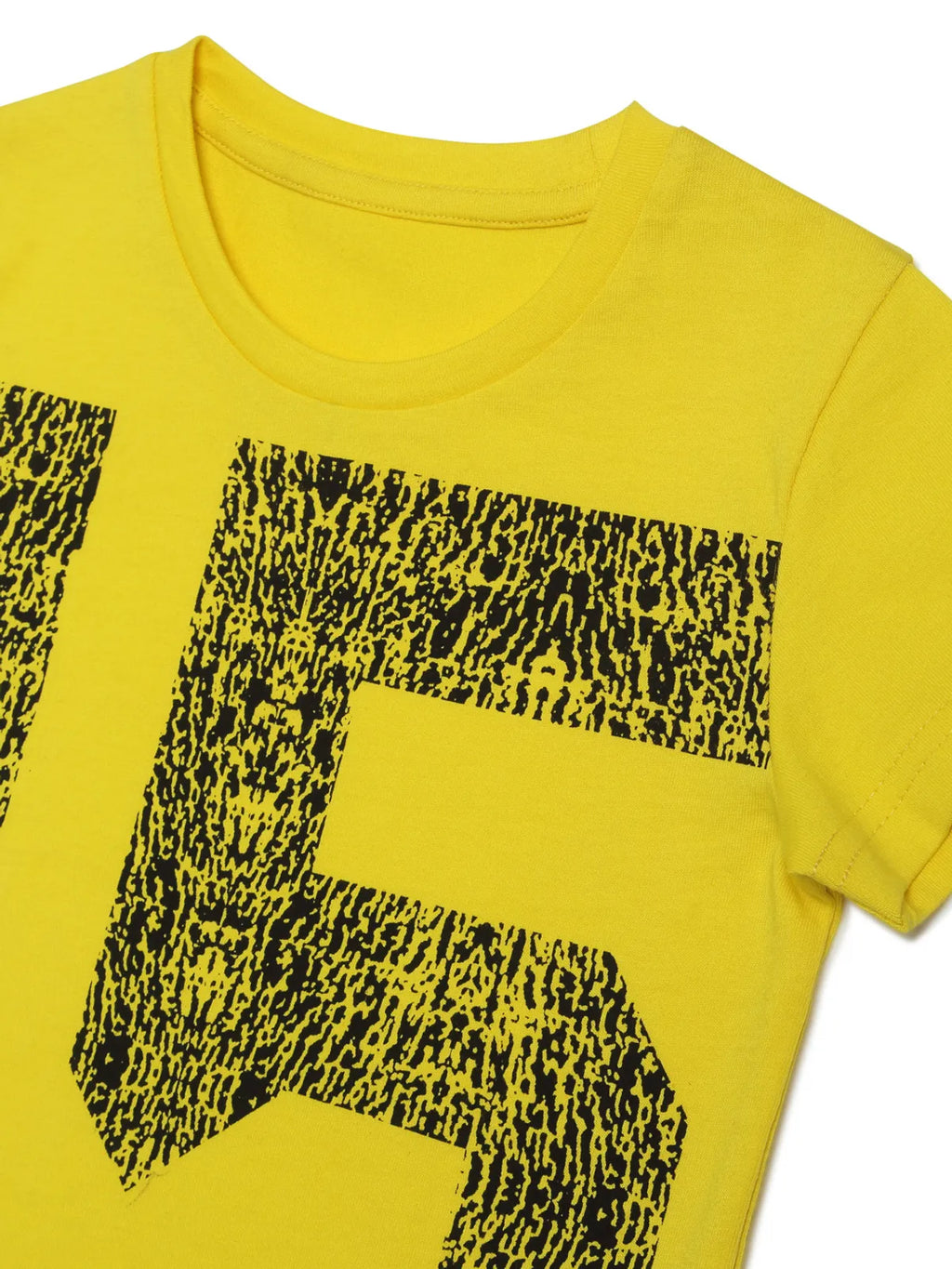 Door74 Unisex Yellow 15 Printed Round Neck T-Shirt - 5-6Y image