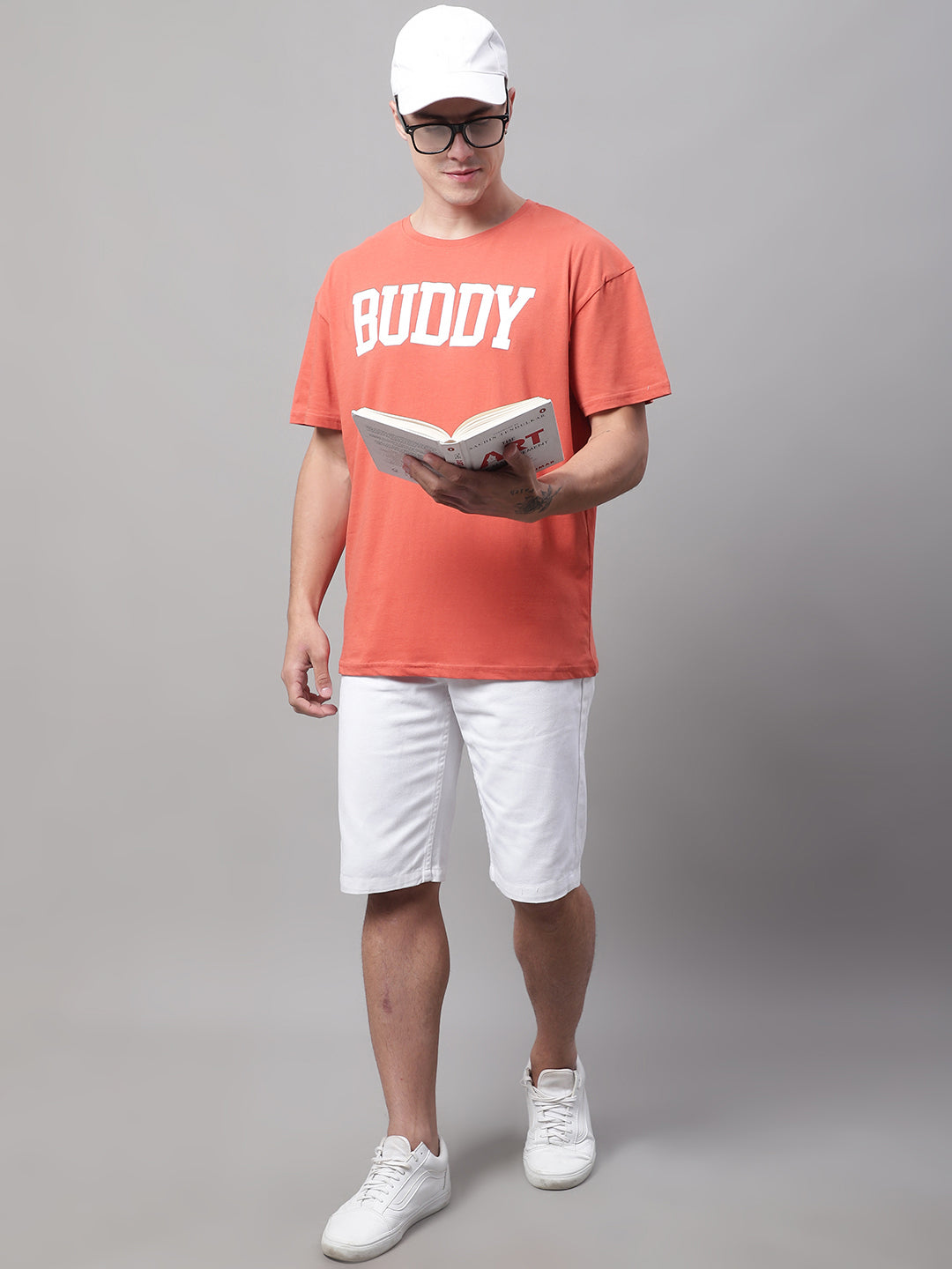 Men's Buddy Printed Rust Color Oversized-Fit T-Shirt image 2