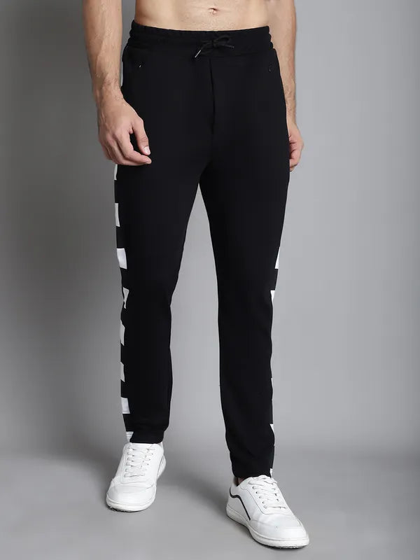 Black Cotton Printed Joggers For Men image 3