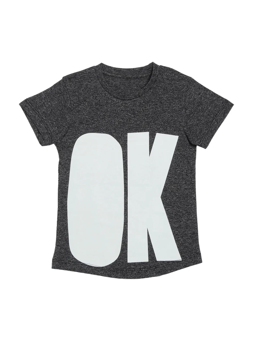 Door74 Unisex Grey Ok Printed Round Neck T-Shirt image 0