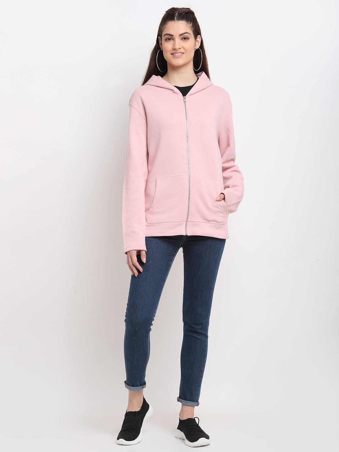 Women Hooded Sweatshirt - L, Pink image