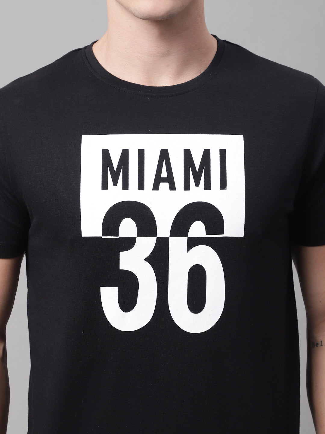 DOOR74 MENS MIAMI PRINTED BLACK COLOR REGULAR FIT TSHIRT image 6