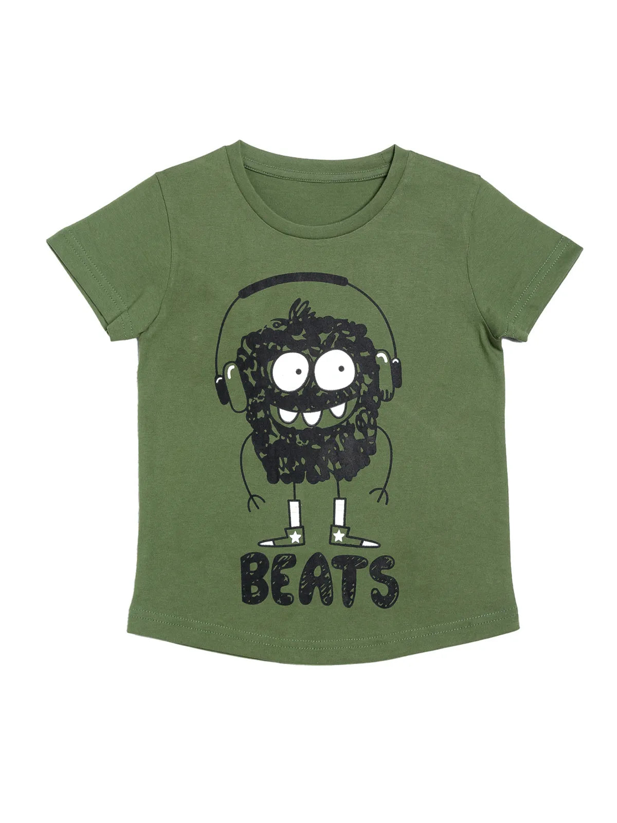 Door74 Unisex Green Monster Beats Printed Round Neck T-Shirt image 0