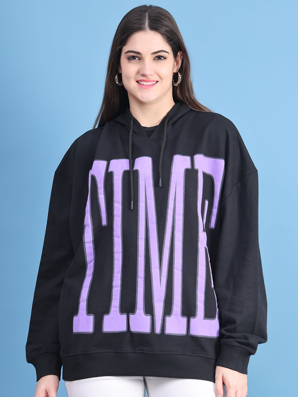 Women Typography Printed Cotton Sweatshirt - S image
