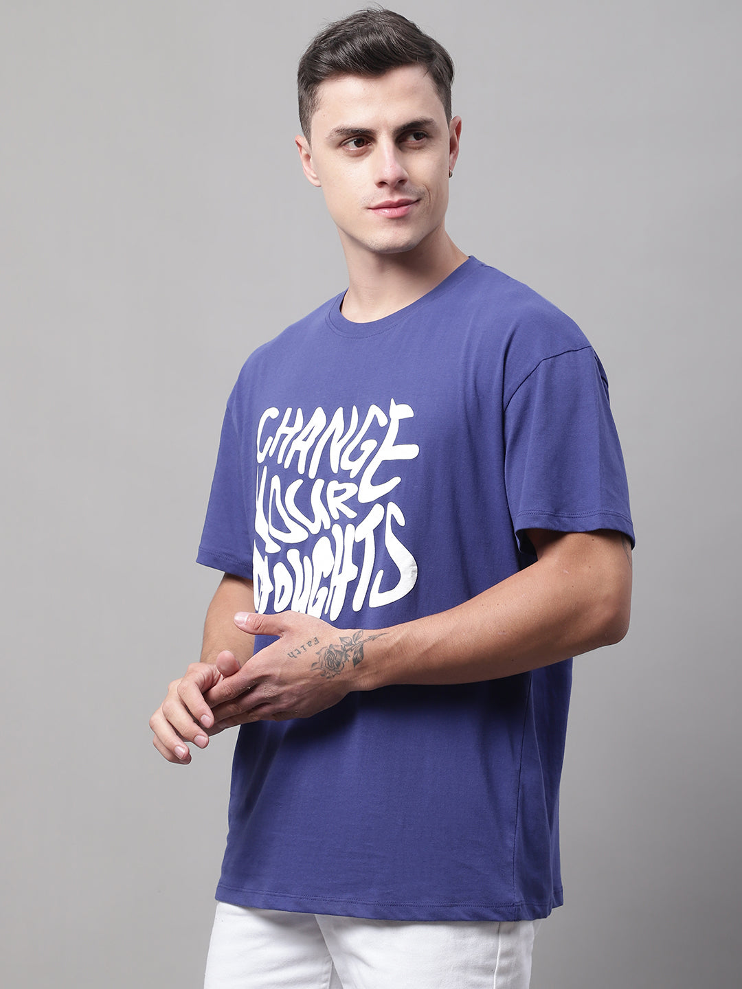 Change Thoughts Printed Navy-Color Oversize-Fit T-shirt image 2