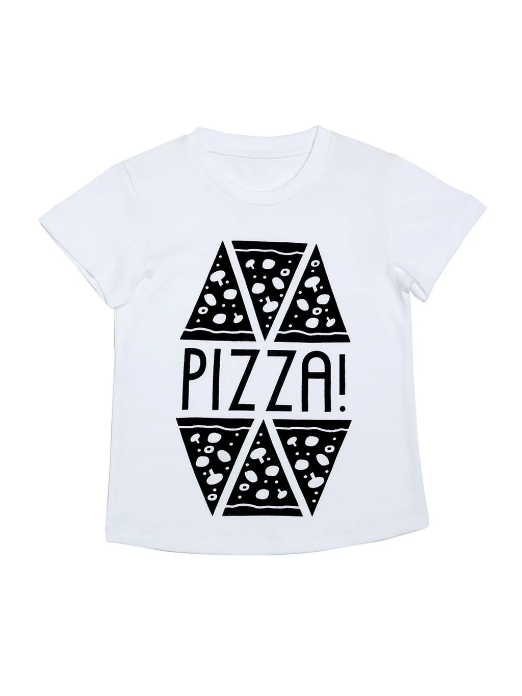 Door74 Unisex White Pizza Printed Round Neck T-Shirt image 0