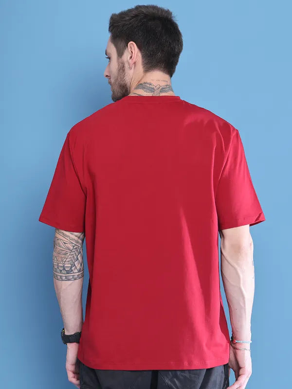 Red Palm Tree Print Oversized T-shirt For Men