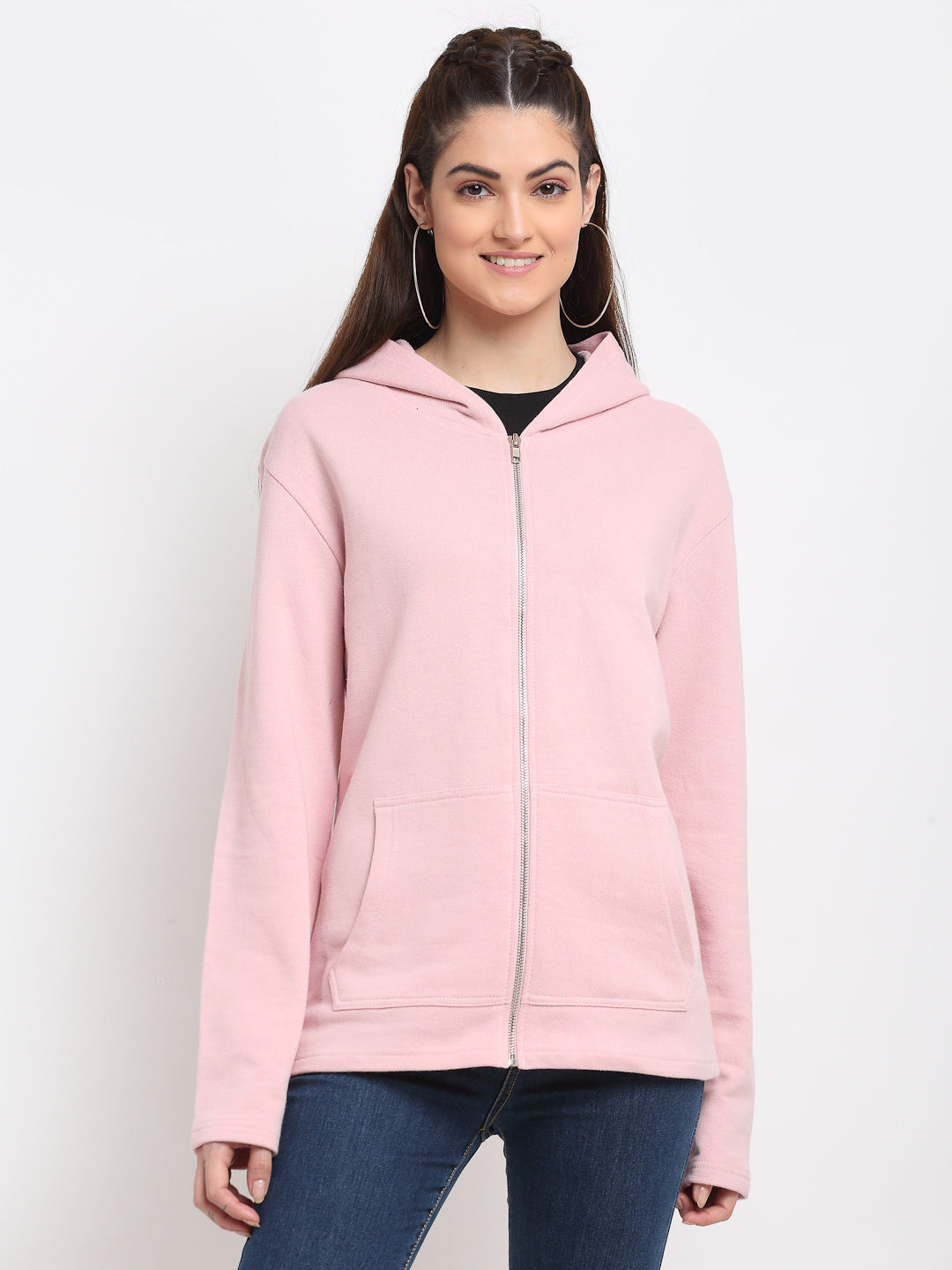 Women Hooded Sweatshirt - XL, Pink image