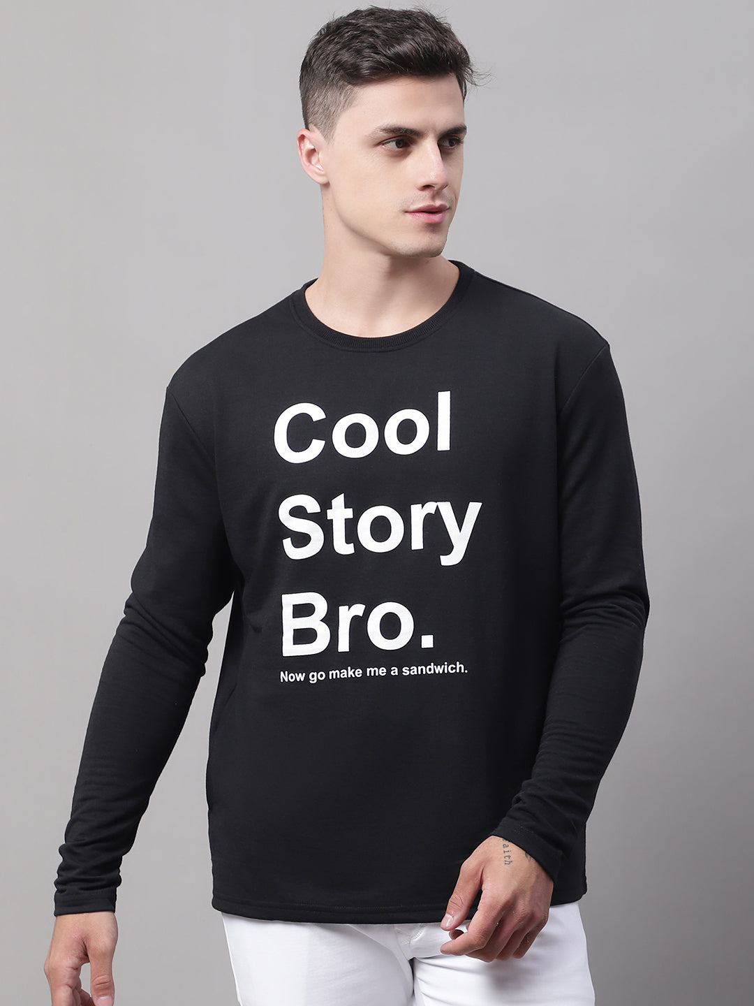 COOL STORY BRO Printed Black-Color Regular-Fit Sweatshirt image 0