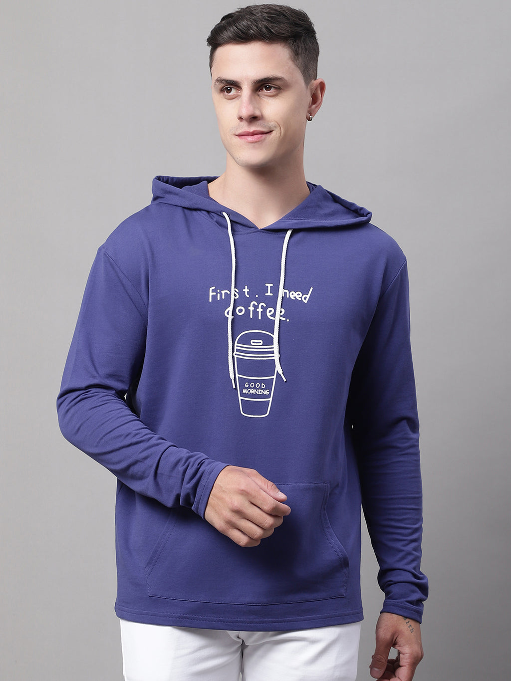 Men's Typography Printed Hooded Sweatshirt image 0