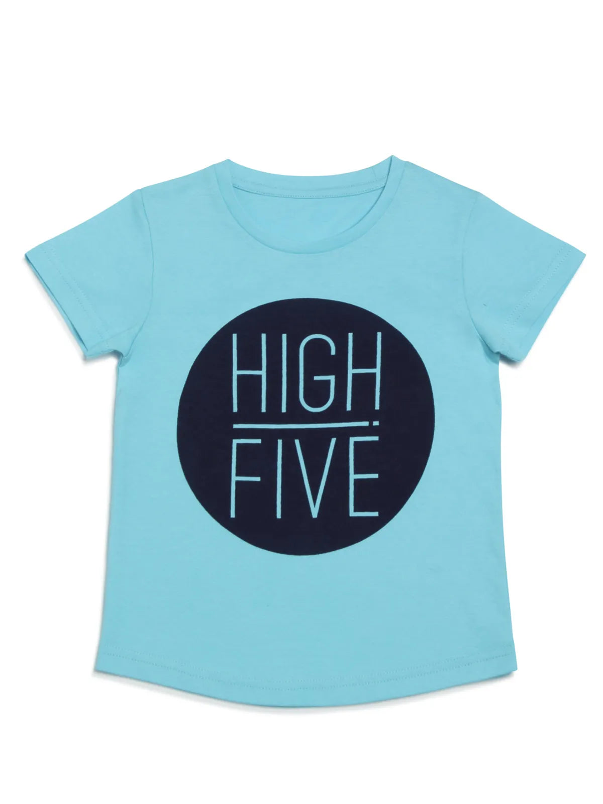 Door74 Unisex Blue High Five Printed Round Neck T-Shirt - 13-14Y image