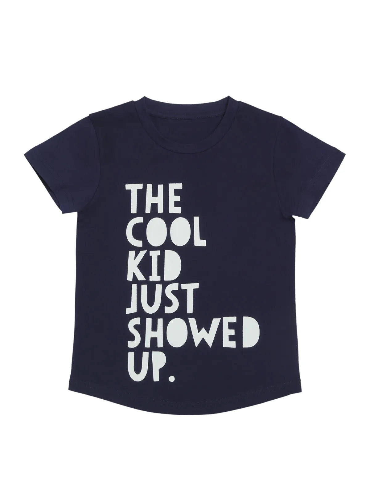 Door74 Unisex Navy Cool Kid Just Showed Up Printed Round Neck T-Shirt - 11-12Y image
