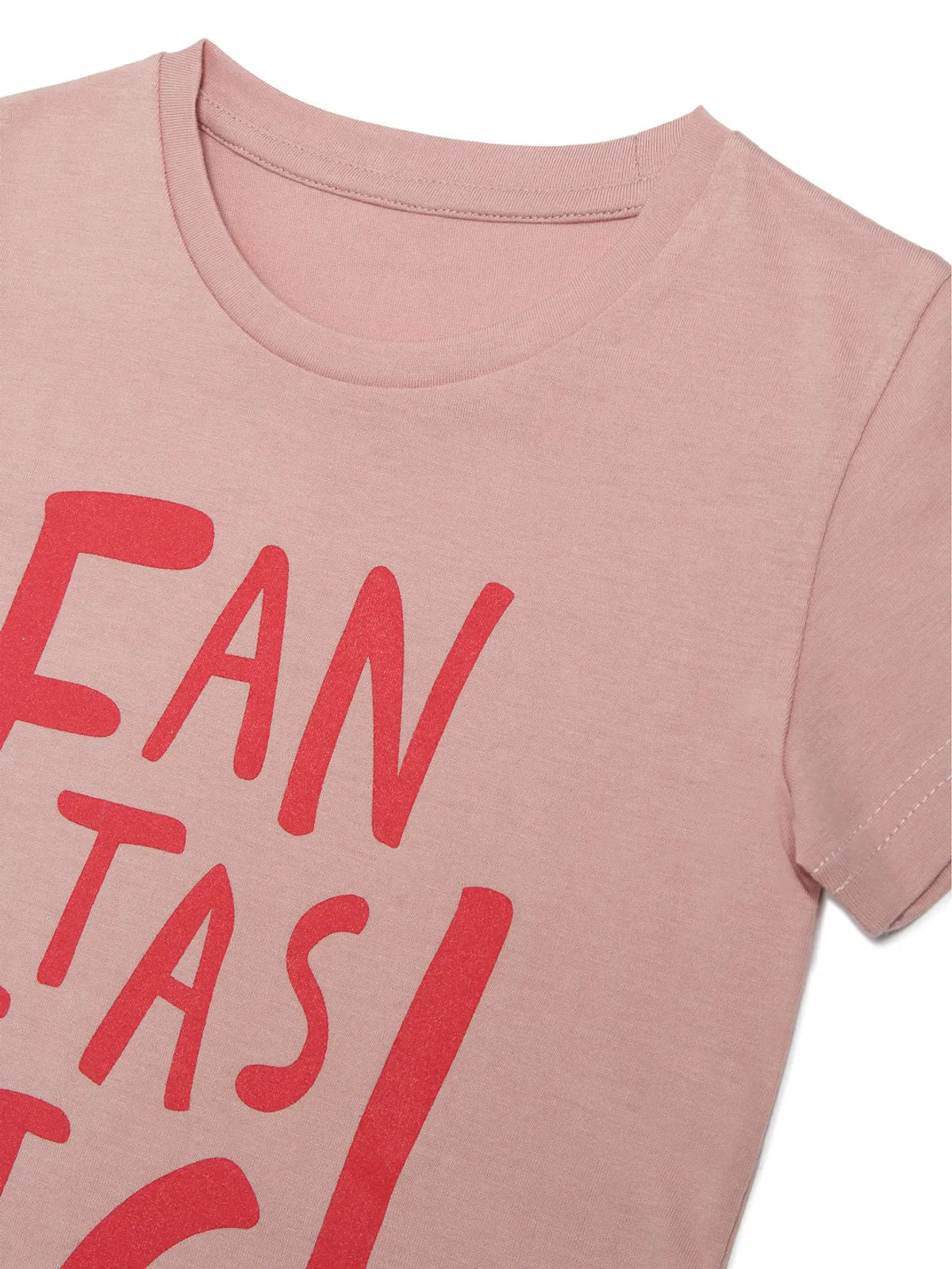 Door74 Unisex Pink Fantastic Printed Round Neck T-Shirt image 3