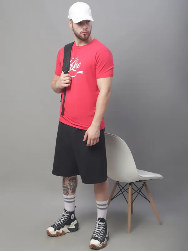 Red Cotton Printed Regular Fit T-Shirt For Men - Image 2