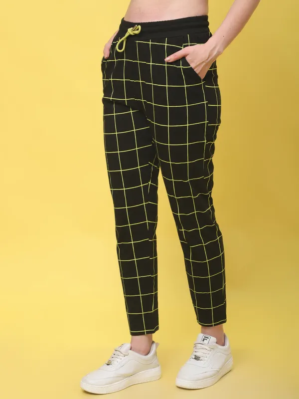 Black Cotton Printed Joggers For Women - Image 4