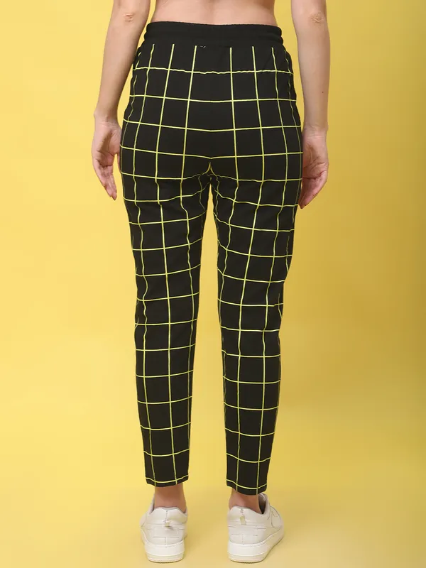 Black Cotton Printed Joggers For Women - Image 5