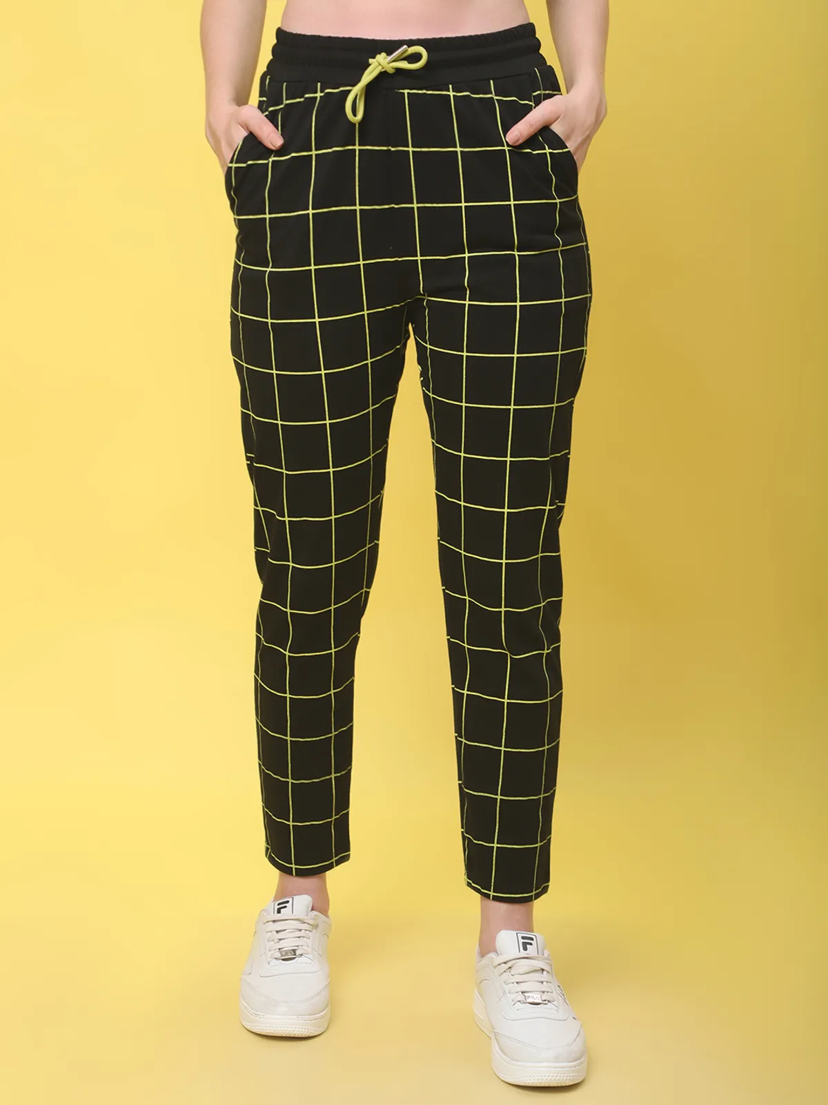 Black Cotton Printed Joggers For Women
