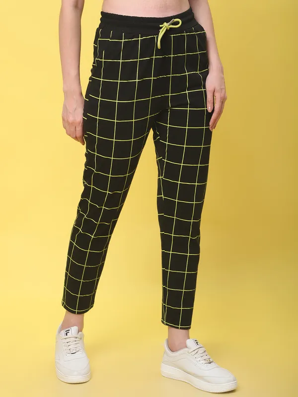 Black Cotton Printed Joggers For Women - Image 3