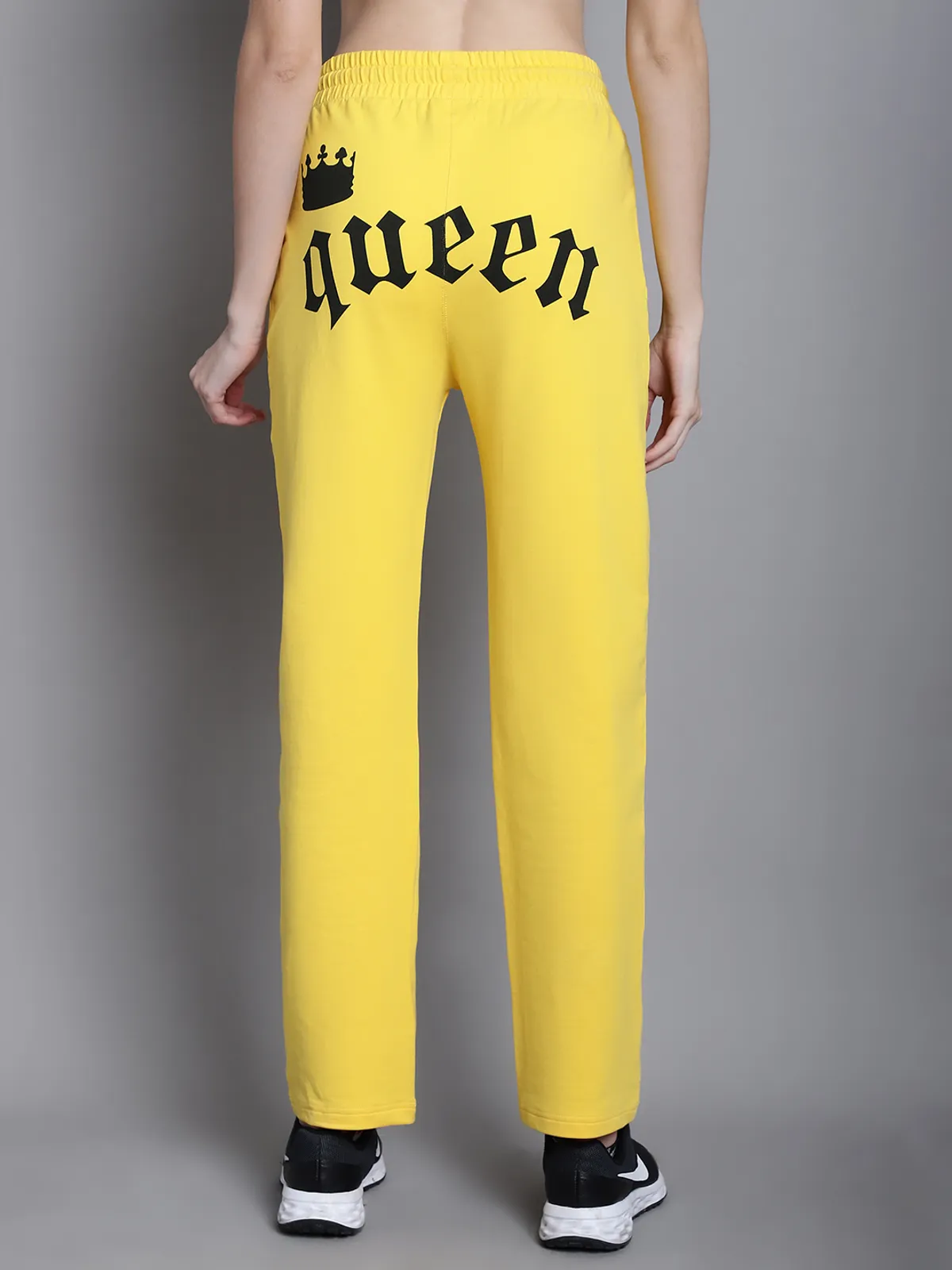 Yellow Cotton Solid Joggers For Women - Image 6