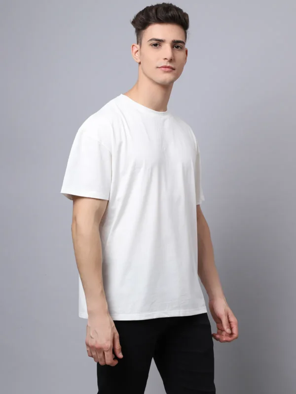 Off White Cotton Printed Oversized T-Shirt For Men