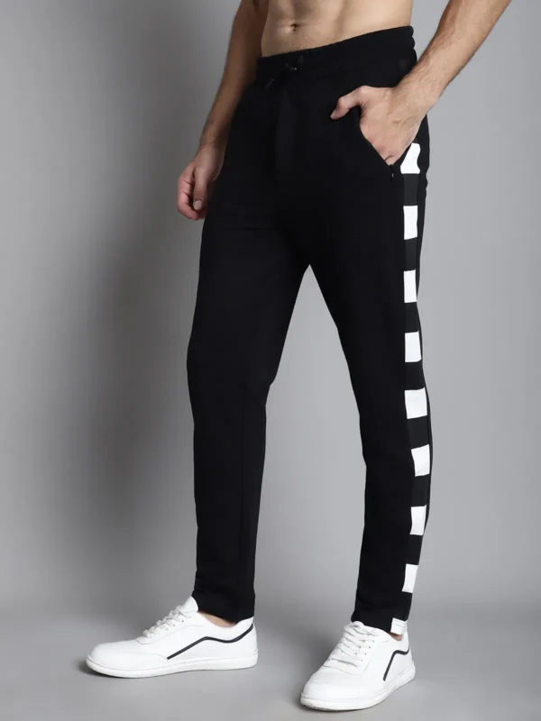 Black Cotton Printed Joggers For Men
