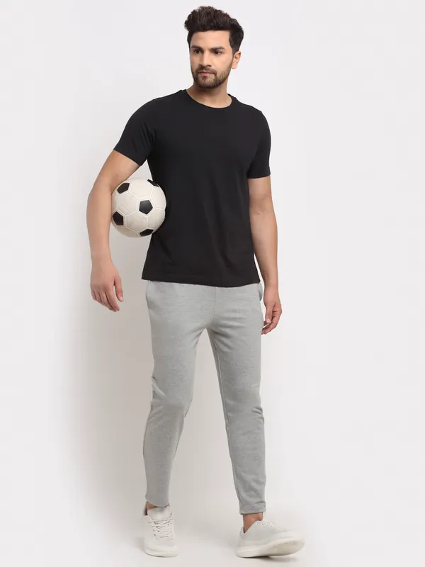 Light Grey Cotton Solid Jogger For Men - Image 5