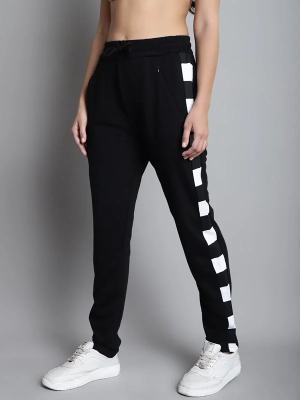 Black Cotton Printed Joggers For Women