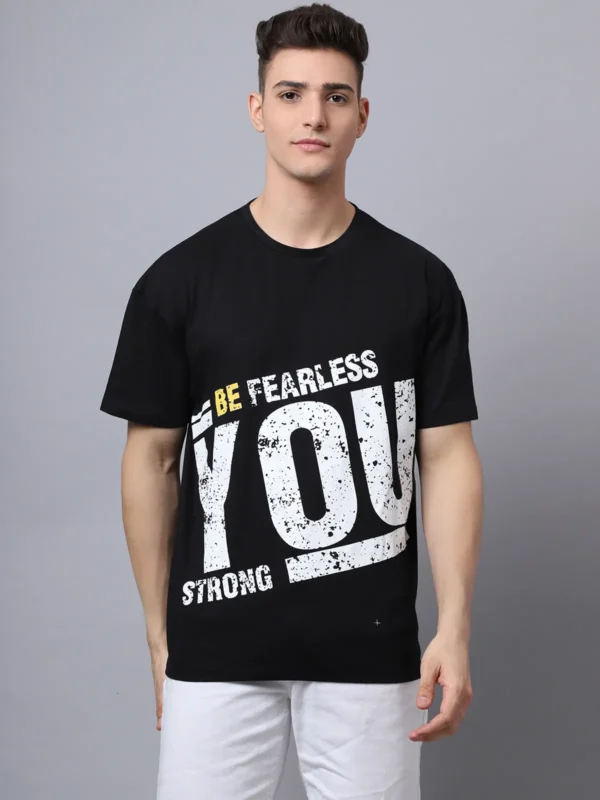 Black Cotton Printed Oversized T-Shirt For Men