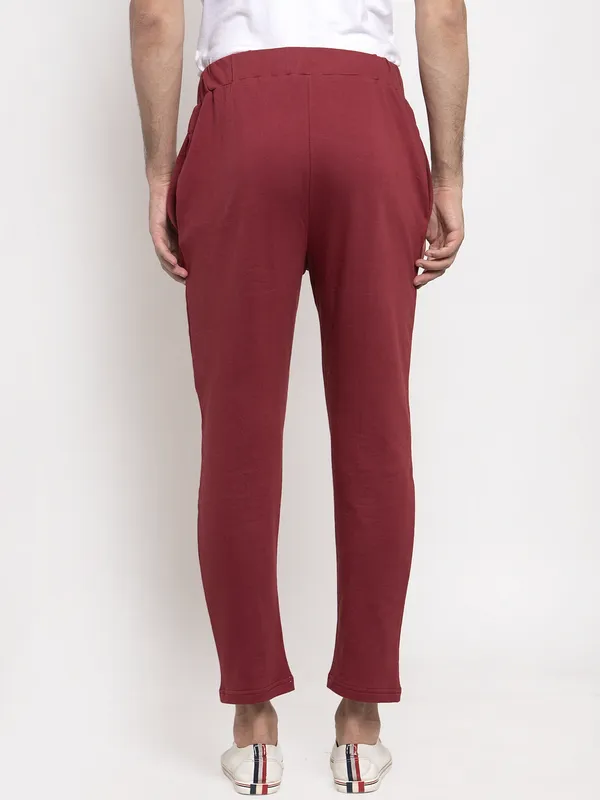 Maroon Cotton Solid Jogger For Men - Image 3