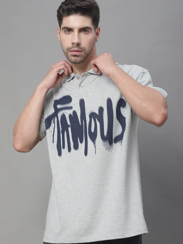 Grey Cotton Printed Oversized T-Shirt For Men