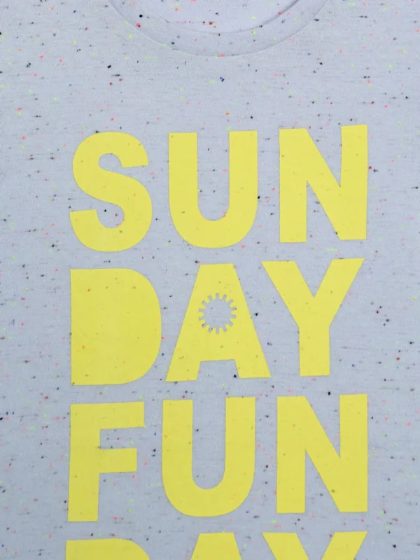 Door74 Unisex Blue Sunday Funday Ptinted Round Neck T-Shirt