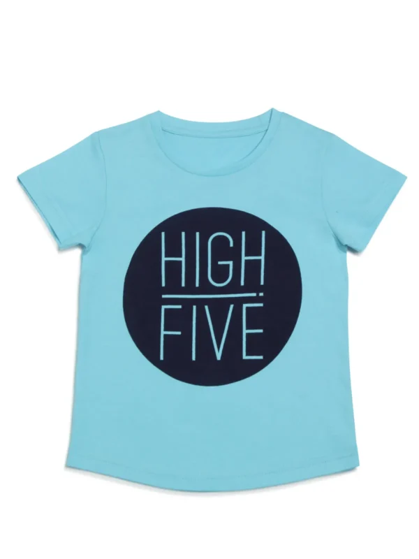 Door74 Unisex Blue High Five Printed Round Neck T-Shirt