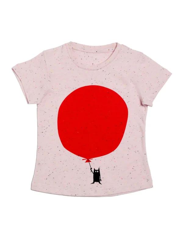 Door74 Unisex Pink Balloon Printed Round Neck T-Shirt