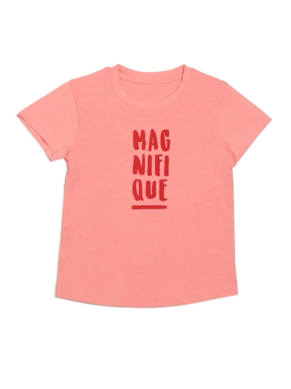 Door74 Unisex Pink Magnifique Ptinted Round Neck T-Shirt