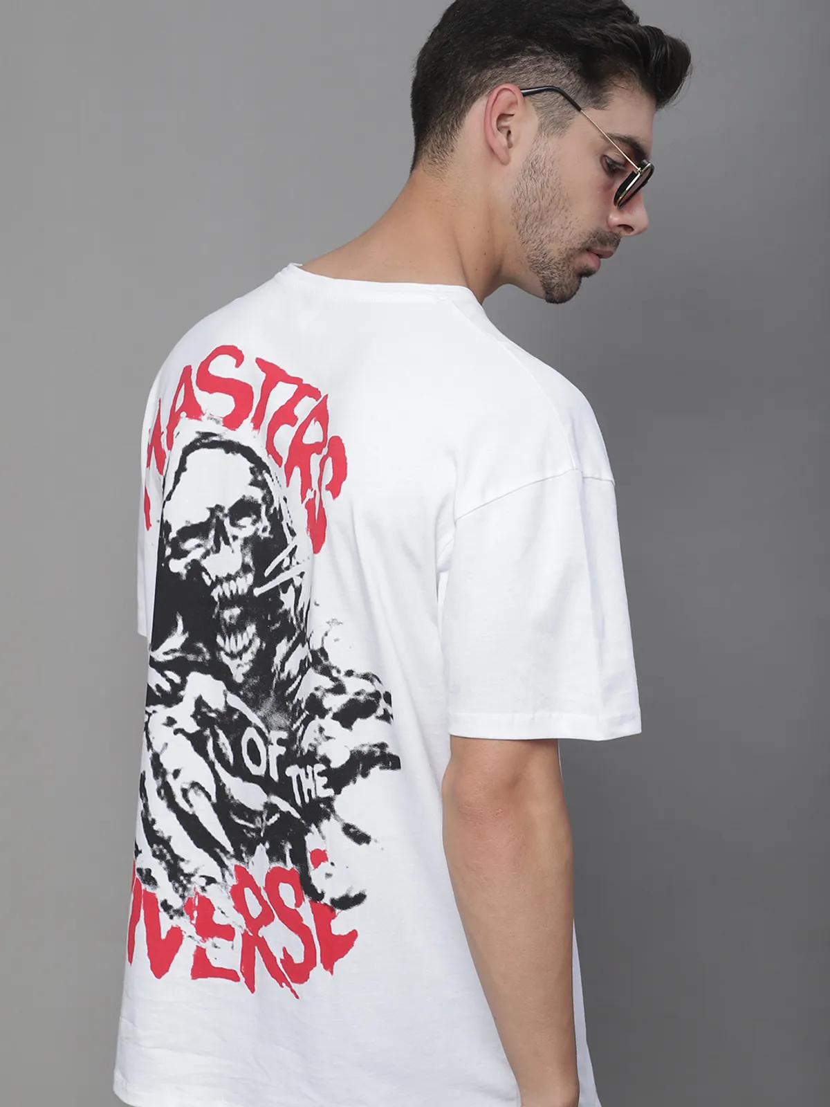 White Cotton Printed Oversized T-Shirt For Men - Image 2
