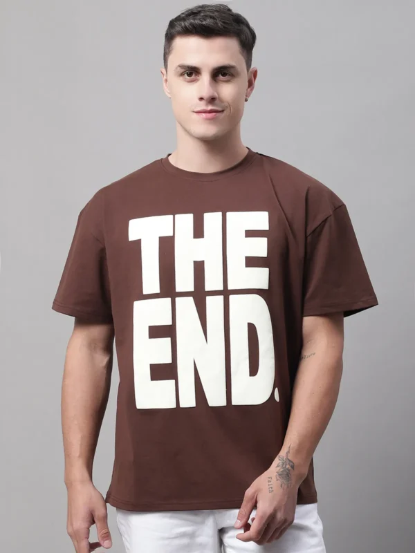 Brown Cotton Printed Oversized T-Shirt For Men