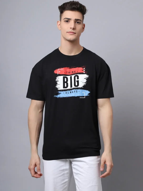 Black Cotton Printed Oversized T-Shirt For Men
