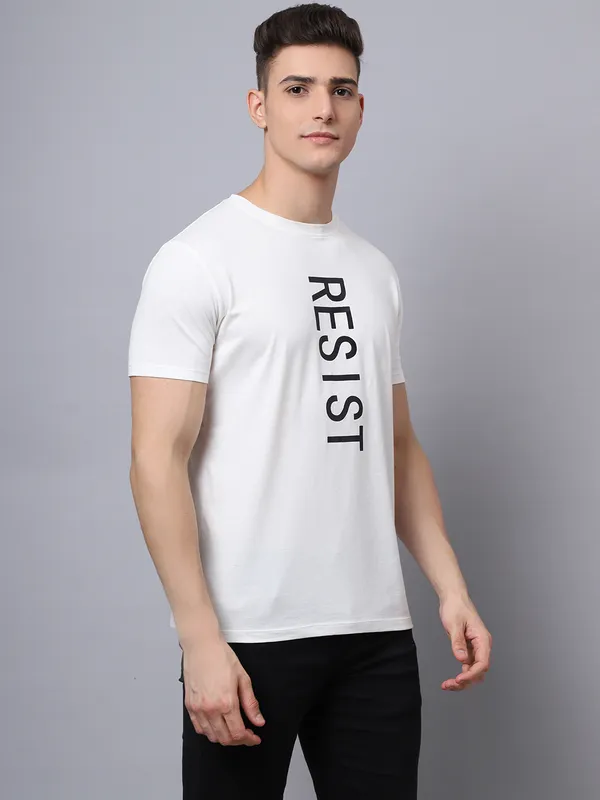 Off White Cotton Printed Oversized T-Shirt For Men - Image 3
