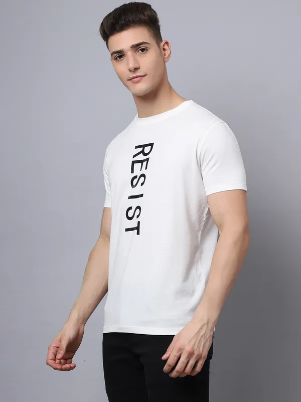 Off White Cotton Printed Oversized T-Shirt For Men - Image 4